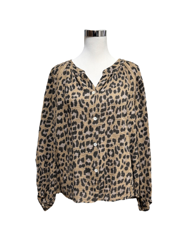 Wholesaler J&L - Leopard print cotton gas blouse