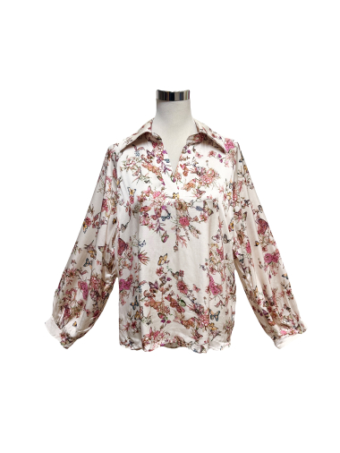 Wholesaler J&L - Butterfly blouse and silk flowers