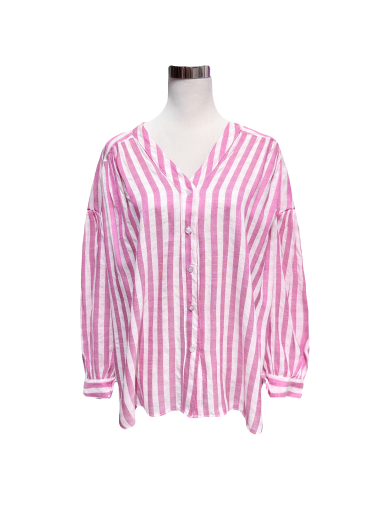 Wholesaler J&L - Shiny effect striped shirt in viscose