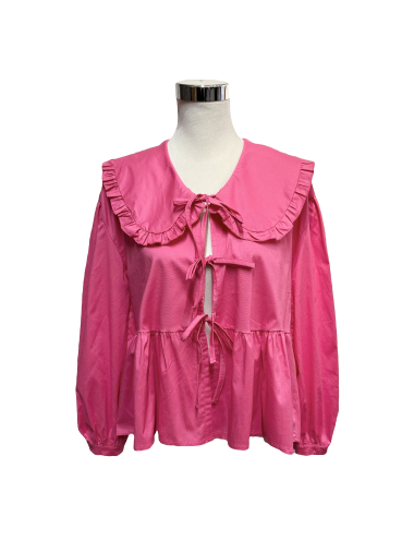 Wholesaler J&L - Cotton Peter Pan collar shirt with bow