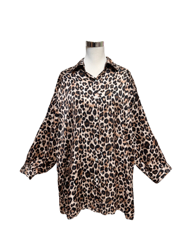 Grossiste J&L - chemise coupe oversize imprimé leopard en soie