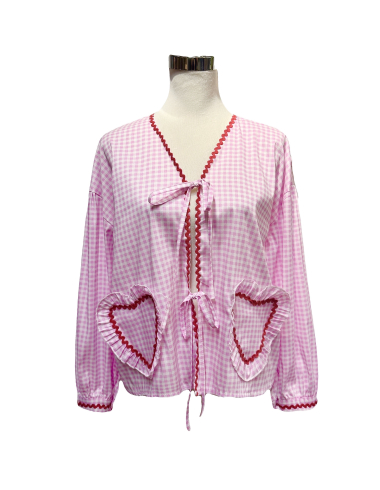 Wholesaler J&L - MY LOVE BOW SHIRT in checked cotton