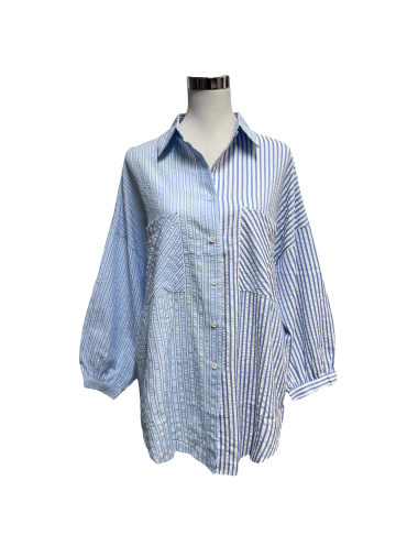 Wholesaler J&L - PINK bi-striped oversized shirt
