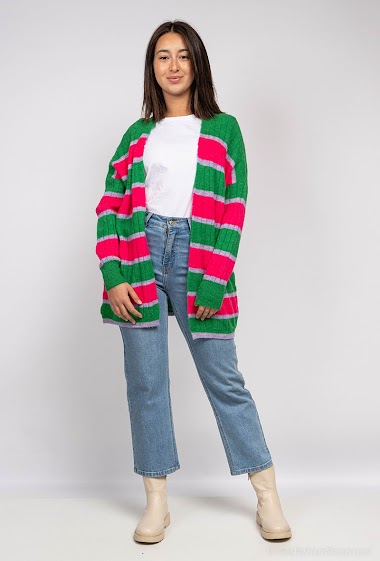 Wholesaler J&L - Three-coloured knit cardigan