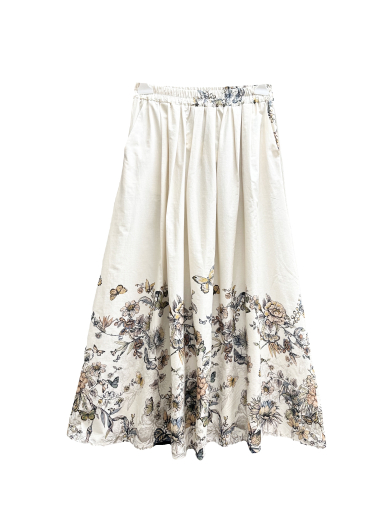 Wholesaler J&L - ALICIA long skirt in butterfly print cotton