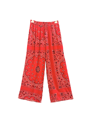 Wholesaler J&L - Flowing silk pants with trendy bandana print