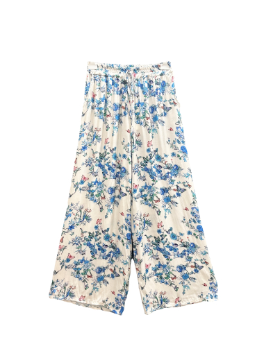 Wholesaler J&L - Wide flowing silk pants with butterfly flower print