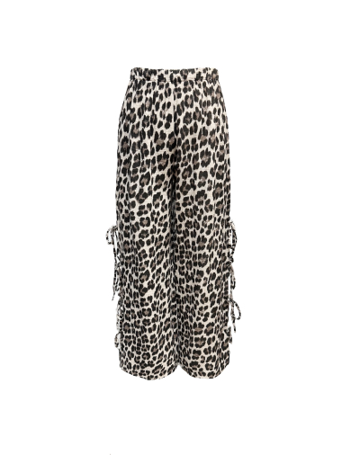 Wholesaler J&L - Leopard pants with bow side opening