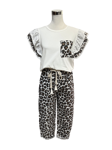 Wholesaler J&L - Premium quality LINEN X COTTON leopard pants