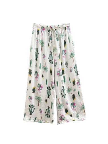 Wholesaler J&L - Light And Wide Marrakech Trousers With Cactus Pattern