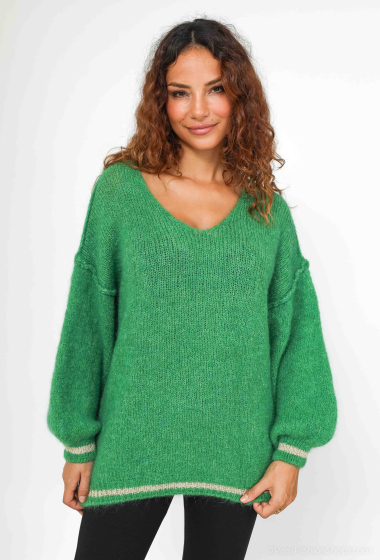 Wholesaler J&L - V-NECK SWEATER WITH BALLOON SLEEVE