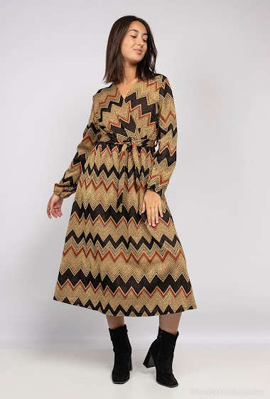 Wholesaler J&L - Geometric pattern wrap dress