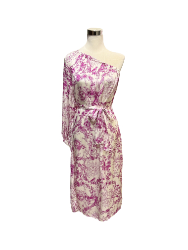Großhändler J&L - DIANA-Kleid mit Toile-de-Jouy-Print auf einem Ärmel aus Viskose