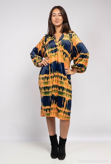 Wholesaler J&L - Tie&dye print velvet dress