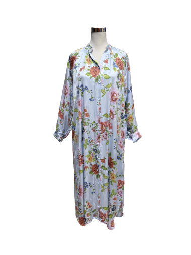 Großhändler J&L - Langes Kleid aus Viskose mit Blumendruck