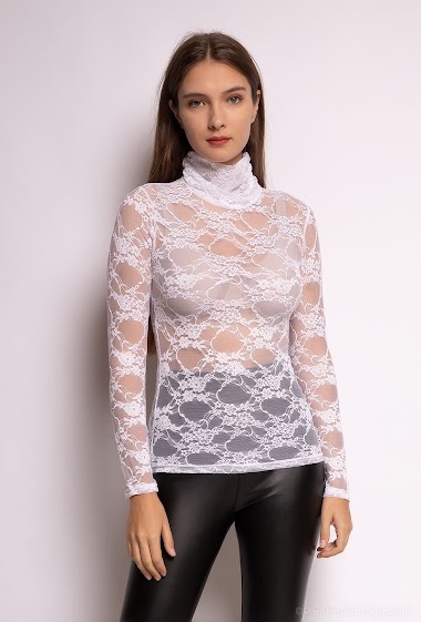 Wholesaler J&L Style - Lace blouse with turtle neck
