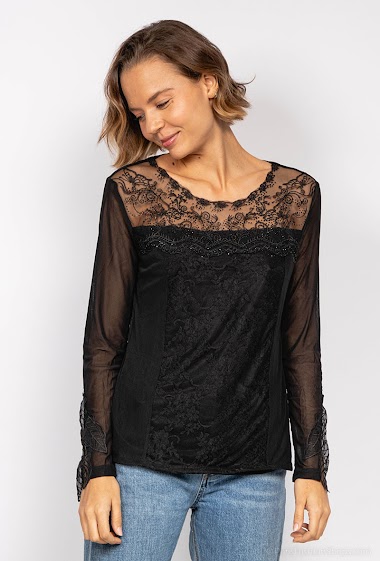 Wholesaler J&L Style - Lace blouse with strass