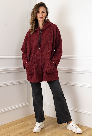 Großhändler J&L Style - Hooded bouclé knit coat