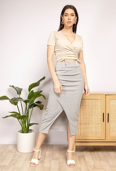 Wholesaler J&L Style - Gathered skirt with slit