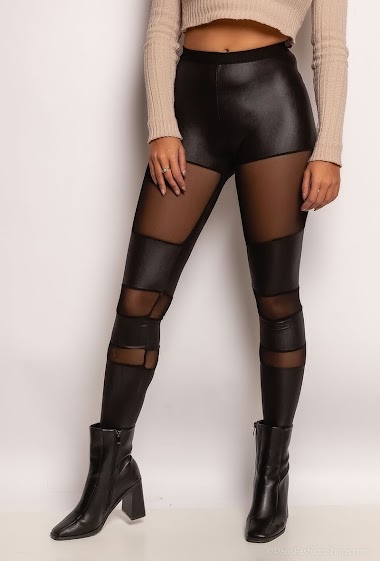 Wholesaler J&L Style - Faux leather leggings with yokes