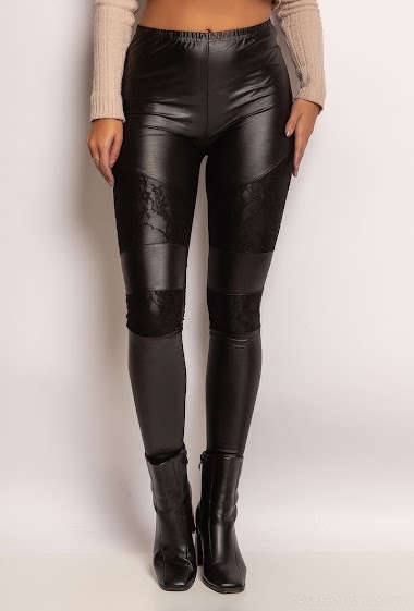 Wholesaler J&L Style - Faux leather leggings with yokes