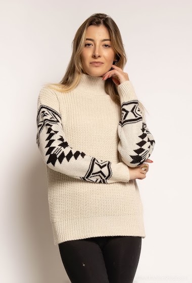 Großhändler J&L Style - Sweater with printed sleeves