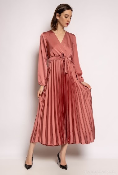 Wholesaler J&L Style - Silky pleated wrap dress