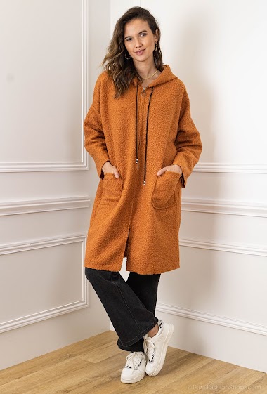 Grossiste J&L Style - Manteau à capuche en maille bouclette