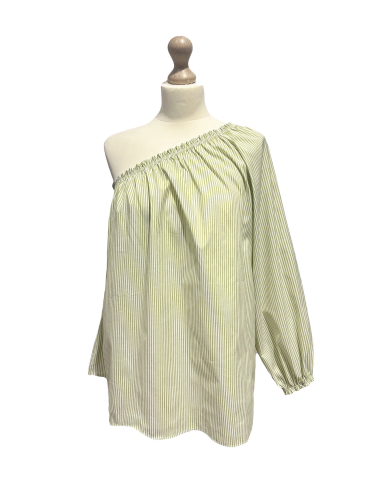 Wholesaler J&L - one-sleeve striped cotton top