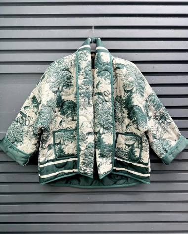 Wholesaler J&L - unlined cotton quilted jacket with toile de jouy print