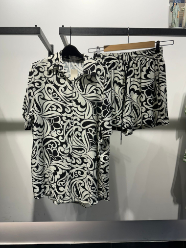 Wholesaler Joelly - Short sleeve shirt and floral print pants set