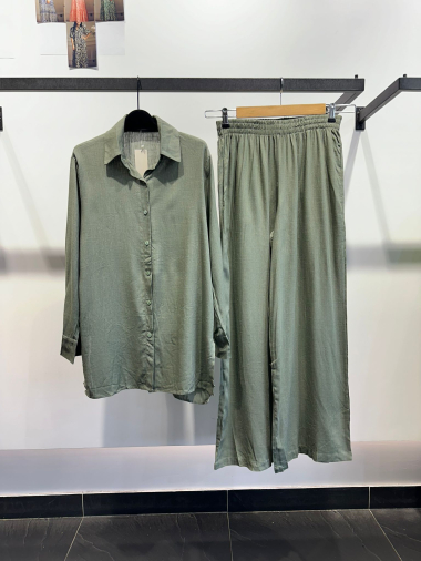 Wholesaler Joelly - Plain linen shirt pants set