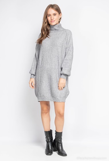 Wholesaler Joelly - Sweater dress with turtleneck and long sleeves.