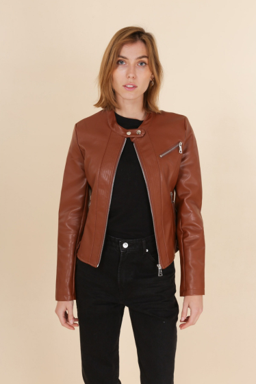 Großhändler Jolifly - Faux leather Jacket lined in viscose