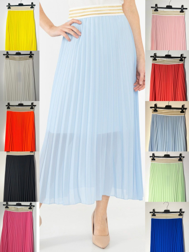 Grossiste Jolifly - jupe plissée avec bande brillant lurex