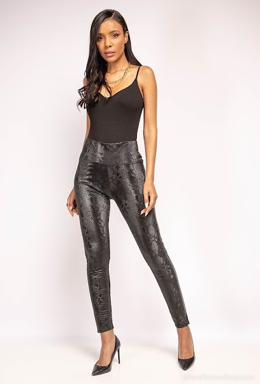 Wholesaler Jolifly - Faux leather leggings with python effect