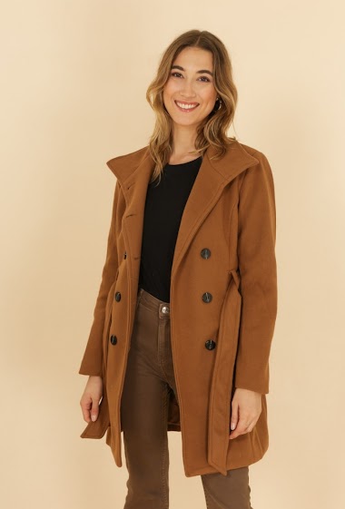 Großhändler Jolifly - Long fitted coat with 10 buttons