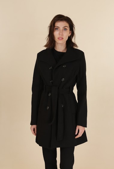 Großhändler Jolifly - Long fitted coat with 10 buttons