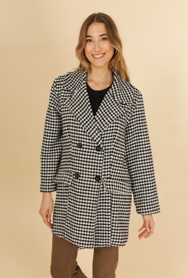 Wholesaler Jolifly - Long fitted coat with 10 officer buttons