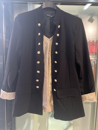 Wholesaler Jolifly - New Viscose officer jacket with leopard lapels
