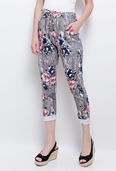 Großhändler Jolifly - Flower print jogger pants coton