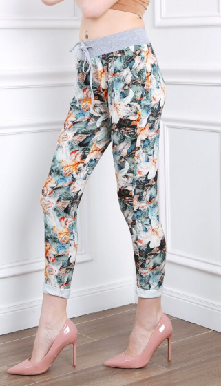 Wholesaler Jolifly - Flower print jogger pants coton