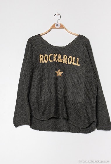 Großhändler Jolifly - MOHAIR sweater with ROCK IN ROLL inscription