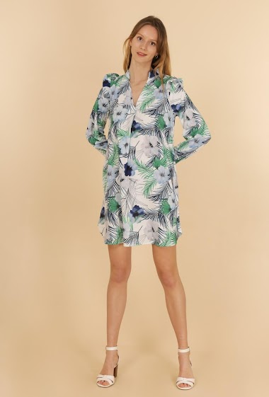 Wholesaler Jolifly - Printed shirt dress