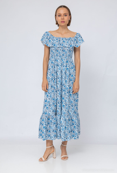 Großhändler Jolifly - Kleid mit Blumendruck in Polyesterqualität