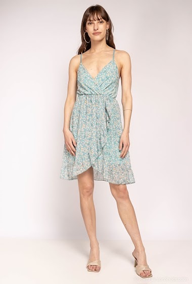 Wholesaler Jolifly - short chiffon dress, with viscose lining