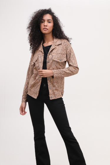 Wholesaler Jolifly - suede button jacket with polka dot pattern