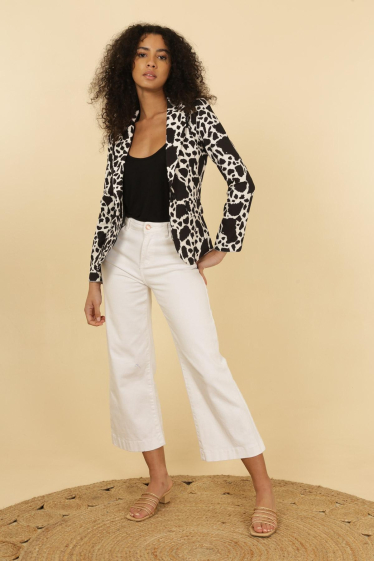 Wholesaler Jolifly - Printed blazer jacket with polyester lining and with the stripes setbacks