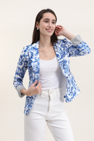 Wholesaler Jolifly - Printed blazer jacket with polyester lining and with the stripes setbacks