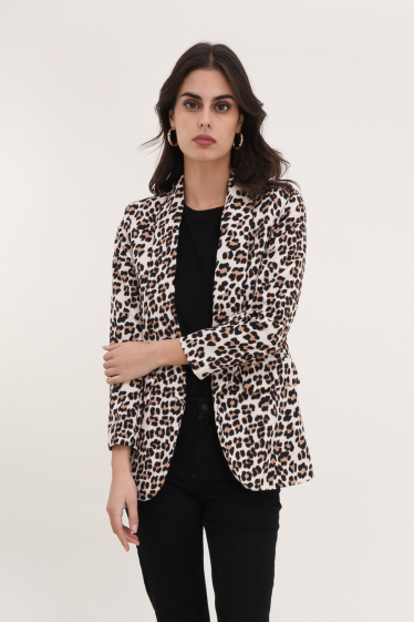 Grossiste Jolifly - Veste Blazer à imprime leopard